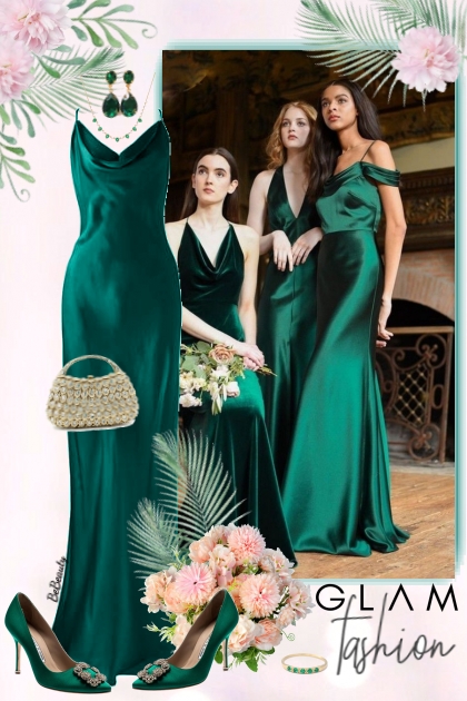 nr 3763 - Glamorous in emerald green- Modekombination