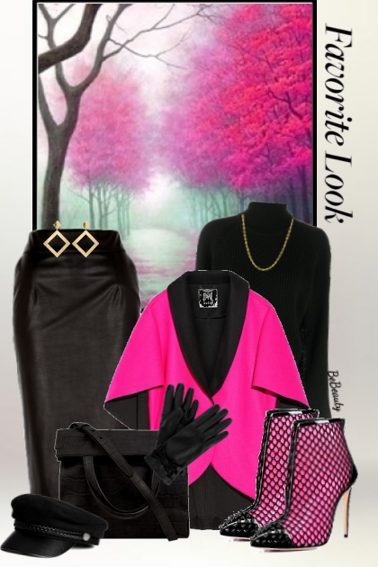 nr 3770 - Black & pink- Modna kombinacija