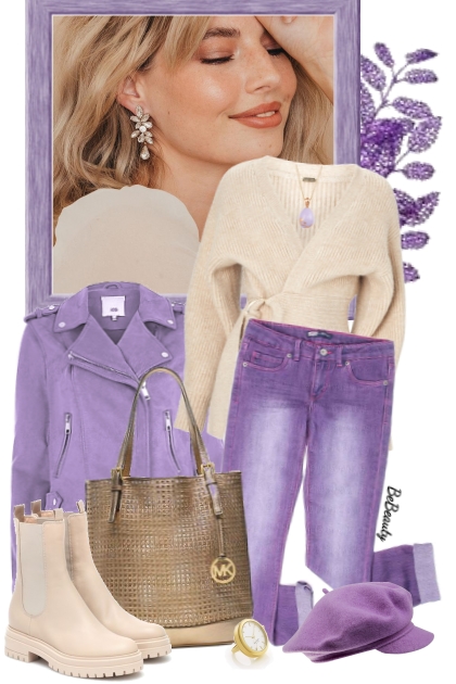 nr 3786 - Purple & beige- combinação de moda