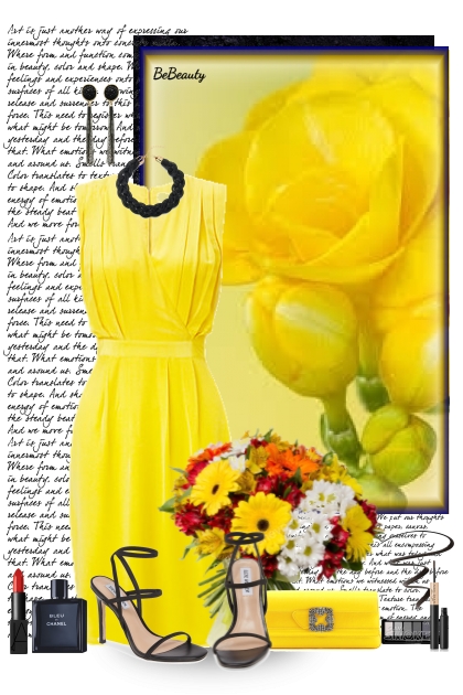 nr 3838 - Yellow dress- Modna kombinacija