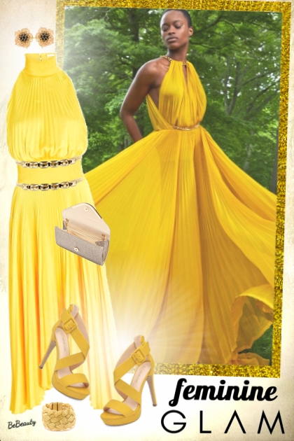 nr 3867 - Yellow pleated dress
