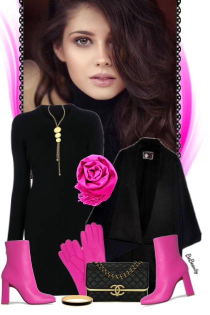 nr 3880 - Black - pink- Fashion set