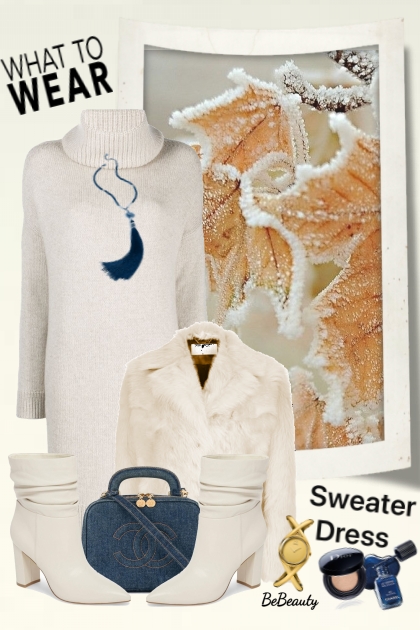 nr 3902 - Sweater dress- Modna kombinacija