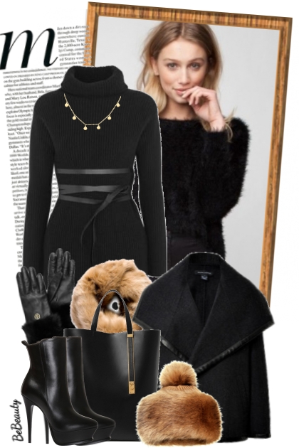 nr 4126 - Black sweater dress- combinação de moda
