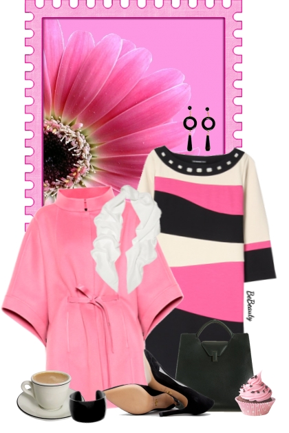 nr 4187 - White-pink-black- Combinazione di moda