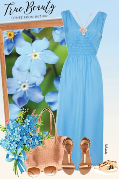 nr 4214 - Blue summer dress- combinação de moda