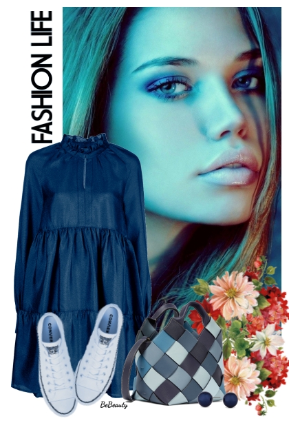 nr 4218 - Denim dress- combinação de moda