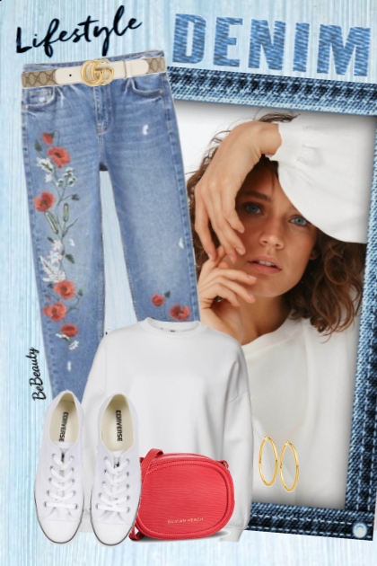 nr 4415 - Embroidered jeans- Fashion set