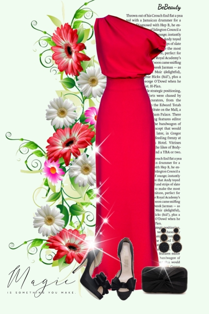 nr 4470 - Red maxi dress- Модное сочетание