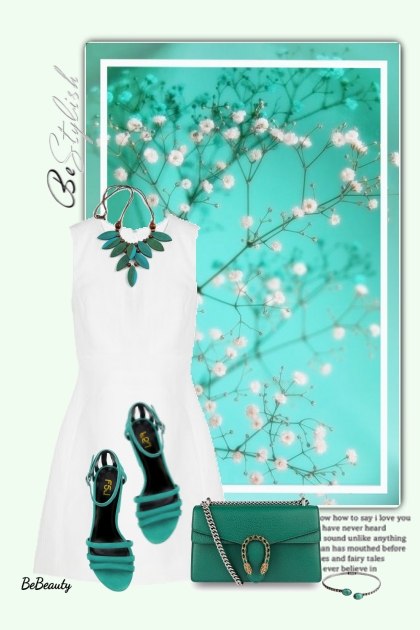 nr 4584 - White mini dress- Modna kombinacija