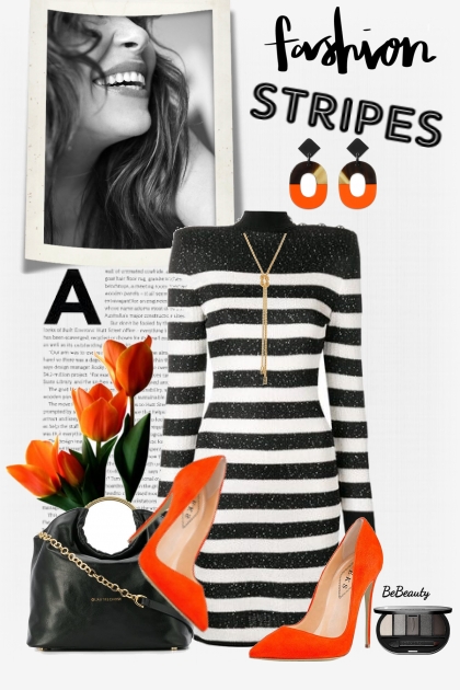 nr 4684 - Striped dress- combinação de moda