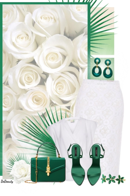 nr 4788 - White & green- Fashion set
