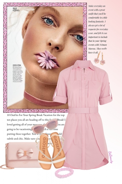 nr 4893 - Light pink shirt dress