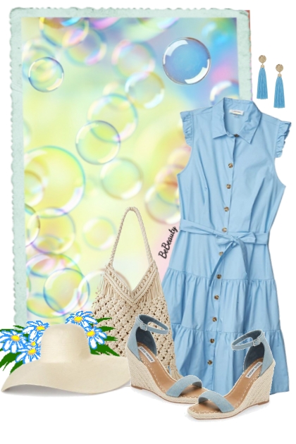 nr 5089 -  Blue summer dress- combinação de moda