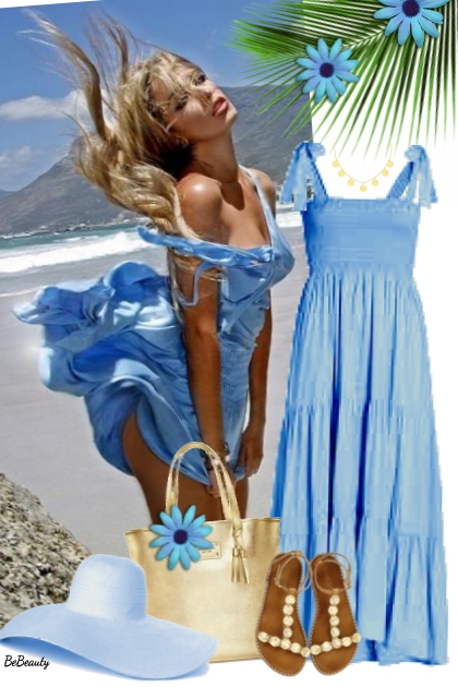 nr 5184 - Blue summer dress- Combinazione di moda