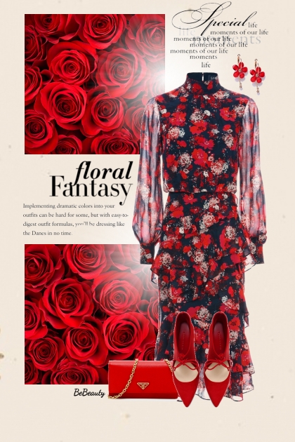 nr 5422 - Floral dress- Modna kombinacija