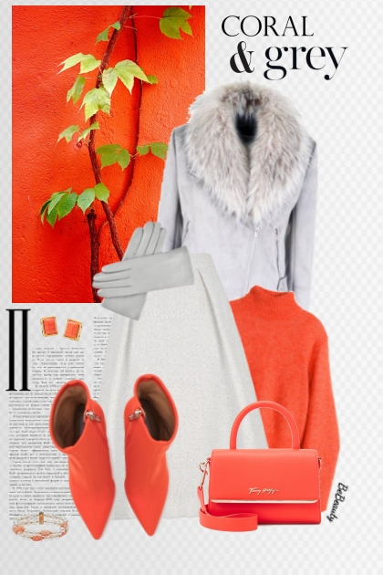 nr 5678 - Coral & grey- combinação de moda