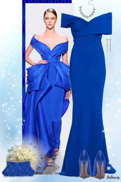 nr 5684 - Royal blue evening dress- Fashion set