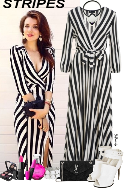 nr 5690 - Striped dress- Modna kombinacija