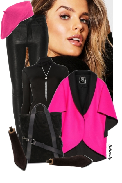 nr 5731 - Hot pink and black- Kreacja