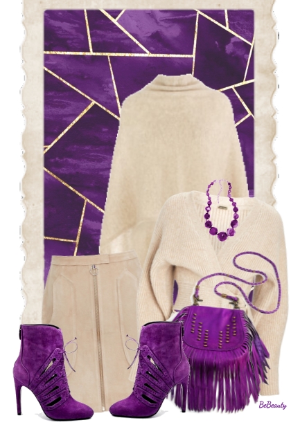 nr 5762 - Beige & purple- Fashion set