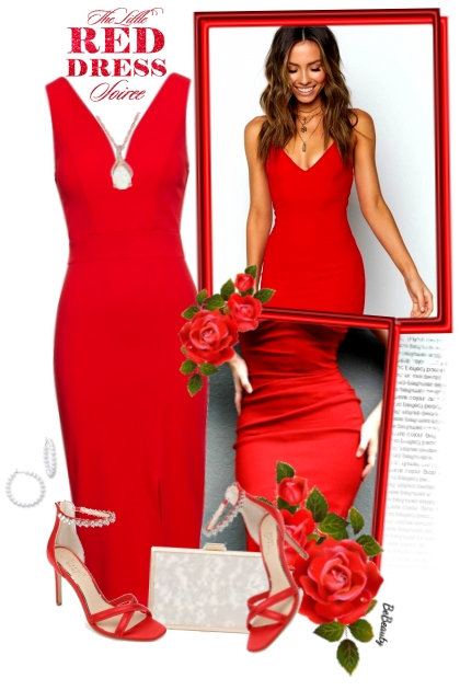 nr 5939 - Little red dress- Modna kombinacija