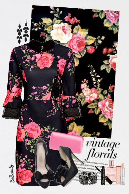 nr 5985 - Vintage florals- Modna kombinacija