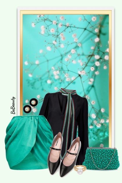 nr 6101 - Black & turquoise- Combinaciónde moda