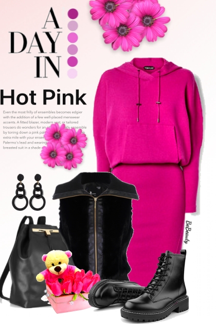 nr 6286 - Hot pink sweatshirt dress