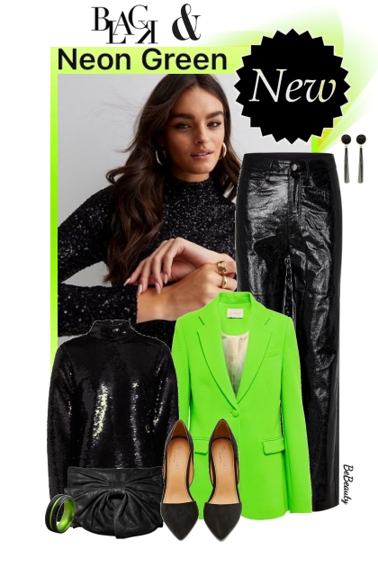 nr 6323 - Black & neon green- Fashion set
