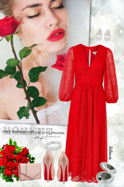 nr 6369 - Red maxi dress- Fashion set