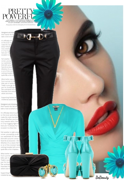 nr 6434 - Turquoise & black- Combinazione di moda