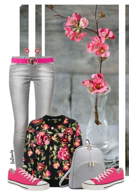 nr 6560 - Floral sweatshirt- Fashion set