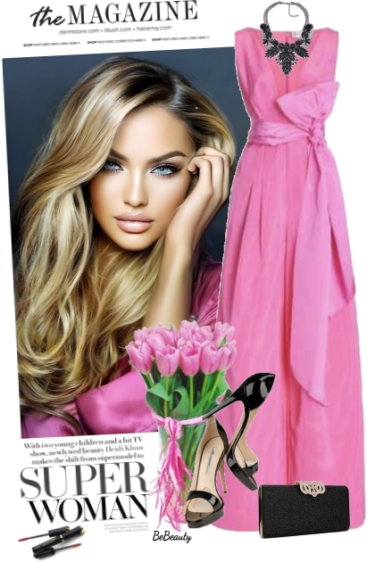 nr 6563 - Pink jumpsuit- Combinaciónde moda