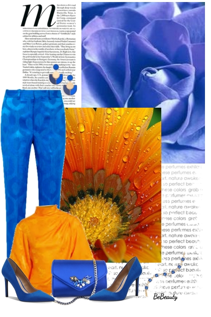 nr 6583 - Marigold & royal blue- Modna kombinacija