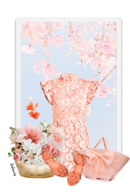 nr 6786 - Floral lace dress- Combinazione di moda
