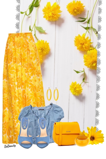 nr 6811 - Floral maxi skirt- Modna kombinacija