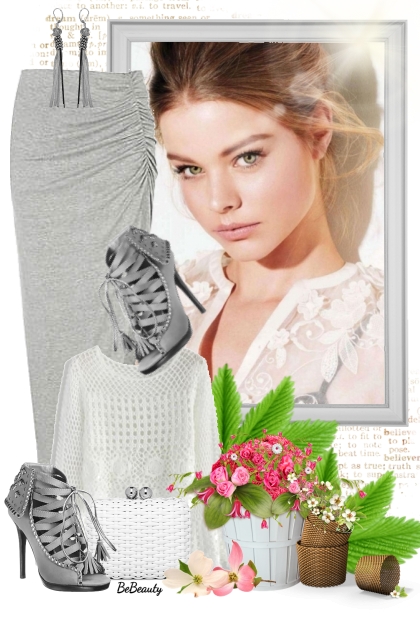 nr 6882 - White & grey- Combinazione di moda