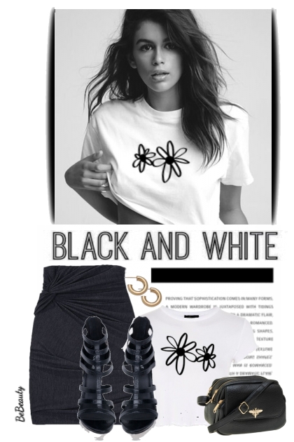 nr 7013 - Black & white- Modna kombinacija