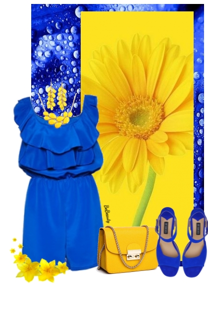 nr 7028 - Royal blue & yellow- Модное сочетание