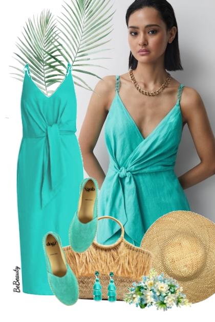 nr 7137 - Turquoise dress- Combinazione di moda