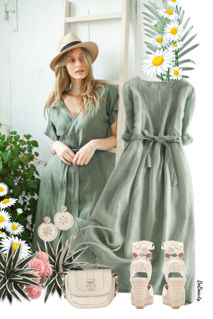 nr 7138 - Linen dress- Модное сочетание