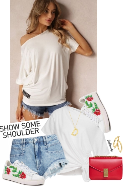 nr 7146 - One shoulder t-shirt- combinação de moda
