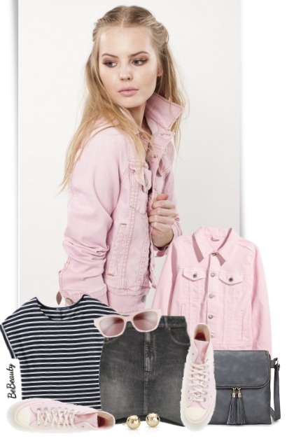 nr 7166 - Pink denim jacket- Fashion set