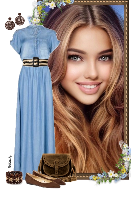 nr 7169 - Denim dress- combinação de moda