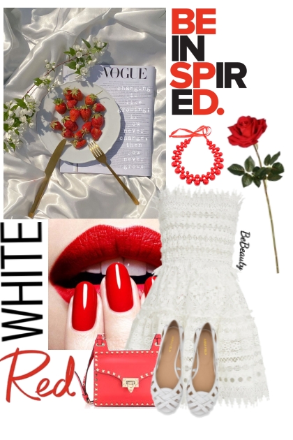 nr  7172 - White - red- Модное сочетание