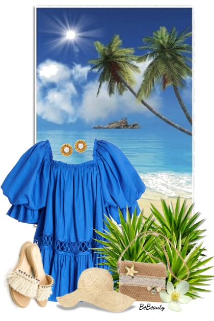 nr 7204 - Cute blue mini dress- Modekombination