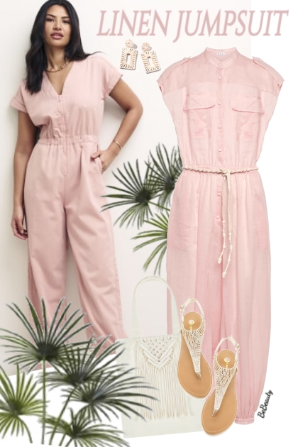 nr 7405 - Linen jumpsuit- Combinaciónde moda