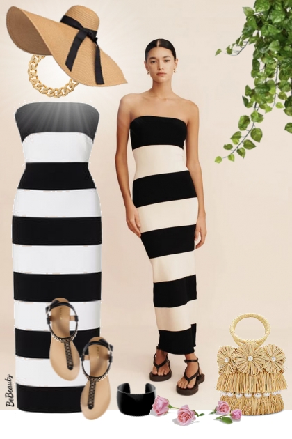 nr 7439 - Striped dress- Fashion set