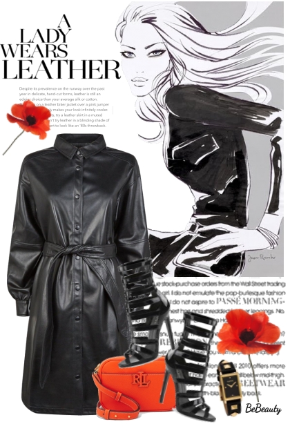 nr 7468 - Leather dress- combinação de moda